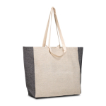 Saco de algodão reciclado natural com lateral sombreado 190 g/m2 cor preto