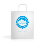 Saco de papel kraft com alças ideal para ir às compras 90 g/m2 cor branco