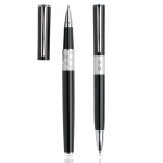 Conjunto de caneta e roller de metal com design e caixa, tinta preta cor preto