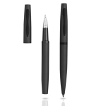 Conjunto de caneta e roller com caixa de oferta a condizer, tinta azul cor preto