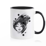 Caneca de cerâmica em várias opções bicolor de 325ml cor preto