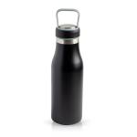 Garrafa térmica com compartimento na tampa e asa de transporte 510ml cor preto