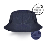 Chapéu estilo bob reversível de nylon com forro polar interior cor azul-marinho