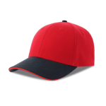 Boné de algodão reciclado e orgânico com pala com detalhe cor vermelho-escuro