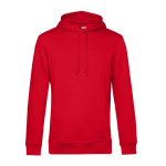 Sweatshirt moderna de algodão orgânico com capuz 280 g/m2 B&C cor vermelho