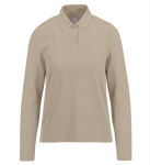 Polo clássico de algodão piqué para mulher manga comprida 180 g/m2 B&C cor areia