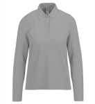 Polo clássico de algodão piqué para mulher manga comprida 180 g/m2 B&C cor cinzento mesclado
