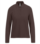 Polo clássico de algodão piqué para mulher manga comprida 180 g/m2 B&C cor castanho escuro