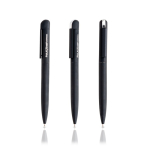 Caneta elegante de aço inoxidável reciclado, tinta azul cor preto