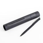 Caneta elegante e fina de latão e aço inoxidável, tinta azul cor preto