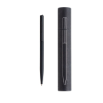 Caneta elegante e fina de latão e aço inoxidável, tinta azul cor preto