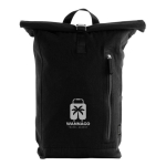 Mochila roll-top para portátil feita de algodão reciclado 15'' cor preto vista detalhe