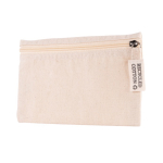 Nécessaire com logotipo em algodão reciclado 220 g/m2 Cotton Recycled cor natural quinta vista