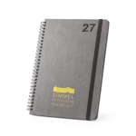 Agenda de couro reciclado com argolas e planeamento semanal B5 cor preto imagem com logo