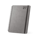 Agenda de couro reciclado com argolas e planeamento semanal B5 cor preto