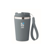Copo térmico de aço inoxidável com alça de transporte 350ml cor azul petróleo vista principal