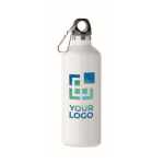 Garrafa antifugas de aço inoxidável reciclado com mosquetão, 500 ml cor branco vista principal