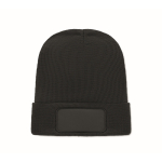 Gorro unissexo de poliéster RPET com patch para personalizar cor preto