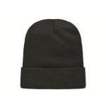Gorro unissexo de poliéster RPET com patch para personalizar cor preto segunda vista