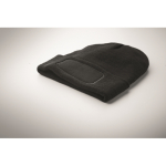 Gorro unissexo de poliéster RPET com patch para personalizar cor preto vista fotografia quarta vista