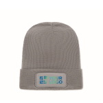 Gorro unissexo de poliéster RPET com patch para personalizar cor cinzento-escuro vista principal