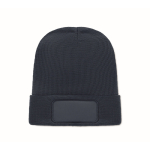 Gorro unissexo de poliéster RPET com patch para personalizar cor azul-marinho