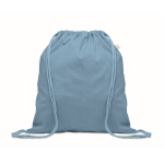 Mochila de cordas de algodão reciclado e RPET 140g/m2 cor azul riviera