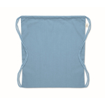 Mochila de cordas de algodão reciclado e RPET 140g/m2 cor azul riviera segunda vista
