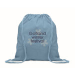 Mochila de cordas de algodão reciclado e RPET 140g/m2 cor azul riviera vista principal