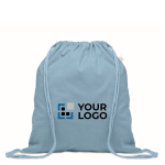 Mochila de cordas de algodão reciclado e RPET 140g/m2 cor azul riviera vista principal