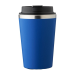 Copo térmico de aço inoxidável com tampa preta e borda prateada 350ml cor azul ultramarino primeira vista