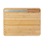 Conjunto de tábua publicitária com faca para cortar pão Baguete cor castanho quinta vista