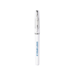 Caneta com tampa e detalhe transparente com tinta de gel preta cor branco vista principal