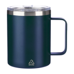 Copo antifugas de aço inoxidável reciclado com tampa 300ml cor azul primeira vista