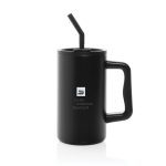 Caneca térmica elegante de aço inoxidável reciclado 800ml cor preto vista com logo