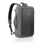 Mochila antirroubo de RPET que se converte em mala para portátil 16” vista com logo