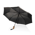 Mini guarda-chuva automático de RPET com cabo de madeira Ø97 cor preto