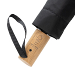 Mini guarda-chuva automático de RPET com cabo de madeira Ø97 cor preto quinta vista