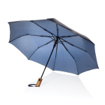 Mini guarda-chuva automático de RPET com cabo de madeira Ø97 cor azul-marinho