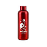 Garrafa de aço inoxidável 90% reciclado com acabamento mate 550ml cor vermelho imagem com logo