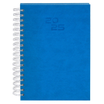 Agenda com argolas na lateral e vista diária em inglês e espanhol B5 cor azul primeira vista