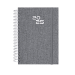 Agenda com argolas de RPET com vista diária em inglês e espanhol B5 cor cinzento primeira vista