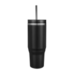 Copo com palhinha com isolamento de ar de parede dupla 1,2L cor preto