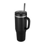 Copo com palhinha com isolamento de ar de parede dupla 1,2L cor preto vista detalhe 1