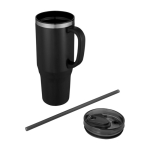 Copo com palhinha com isolamento de ar de parede dupla 1,2L cor preto terceira vista