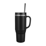 Copo com palhinha com isolamento de ar de parede dupla 1,2L cor preto segunda vista com lateral