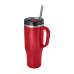 Copo com palhinha com isolamento de ar de parede dupla 1,2L cor vermelho