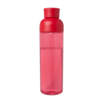 Garrafa de plástico reciclado com uma alça de silicone 600ml cor vermelho segunda vista traseira