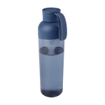 Garrafa de plástico reciclado com uma alça de silicone 600ml cor azul-marinho segunda vista frontal