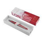 Caneta de metal Parker Jotter SE Global Icons tinta azul cor vermelho segunda vista frontal